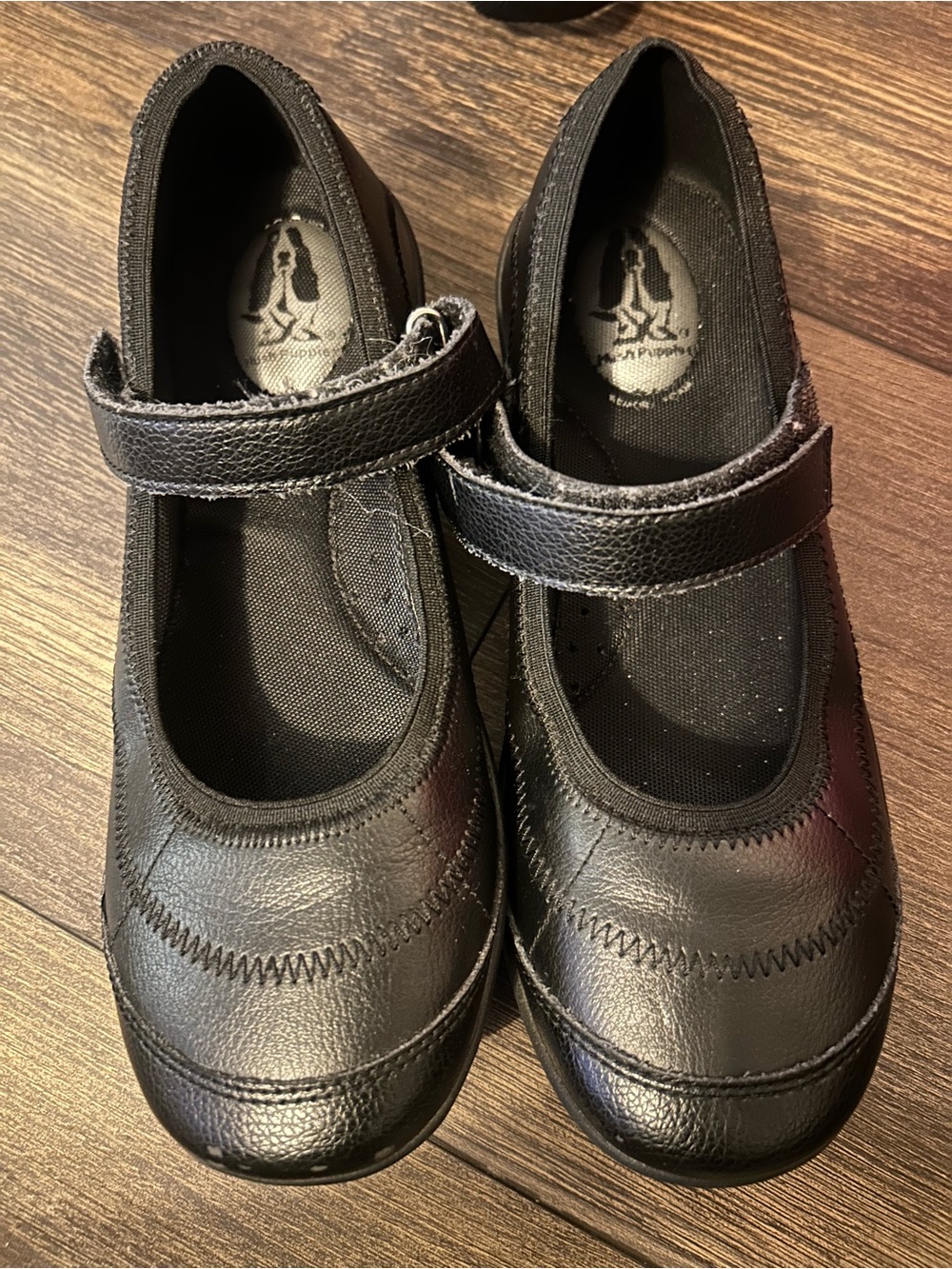 Hush Puppies Reese Black Leather T-Strap Mary Jane Shoes